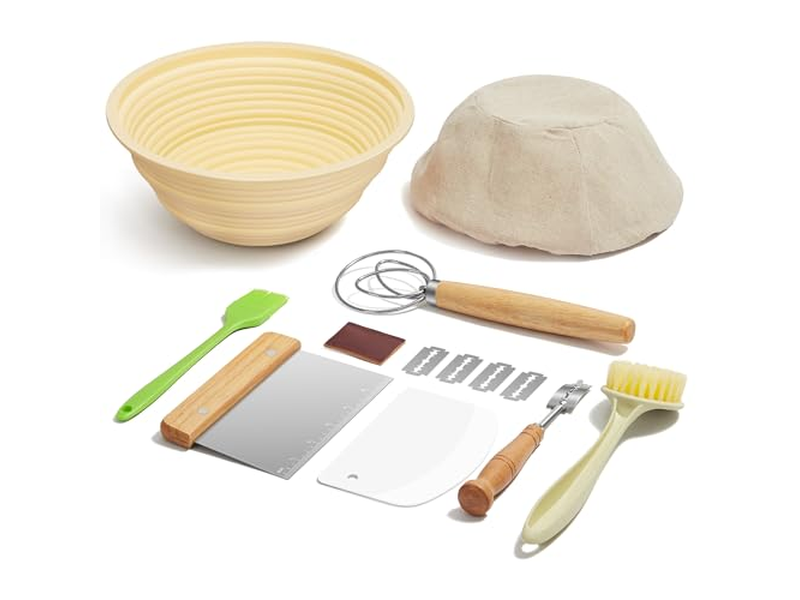 Cesta de Pan Redonda Rectangular Banetón Oval de 10 Pulgadas Forrada de Mimbre 7 Cestas