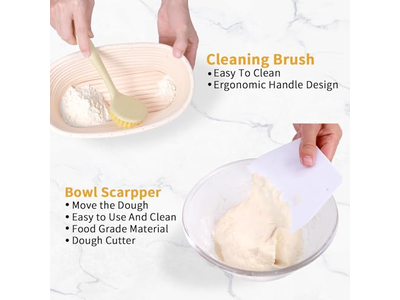 Banetón Oval de 1Kg 9 Pulgadas Kit de Panificación de Tamaño Grande Personalizado Rectángulo de Ratán