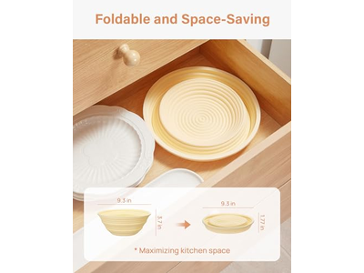 Cesta de Pan Redonda Rectangular Banetón Oval de 10 Pulgadas Forrada de Mimbre 7 Cestas