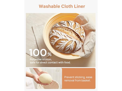 Cesta de Pan Redonda Rectangular Banetón Oval de 10 Pulgadas Forrada de Mimbre 7 Cestas