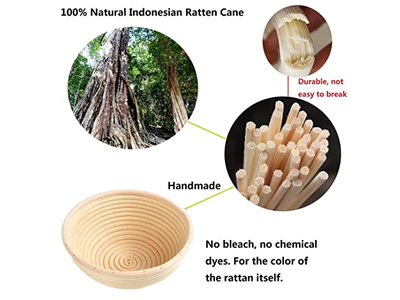 Cesta de Prueba Banetón de Mimbre Francés Banetones de Ratán de Vietnam para Masa Madre