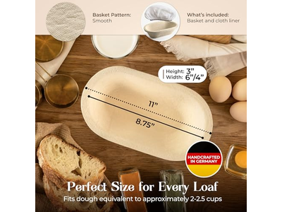 Molde de Banetón Ovalado Profesional con Madera de Abeto y Ratán