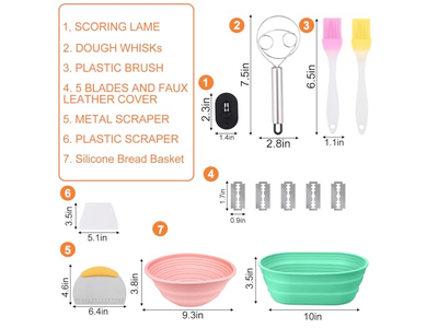 Cesta de Fermentación de Plástico y Ratán Juego de Pan Contenedor de Iniciador Azul