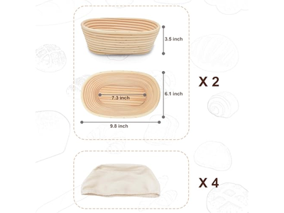 Juego de Cestas de Fermentación para Panaderos Caseros Pan de Masa Madre Venta al Por Mayor