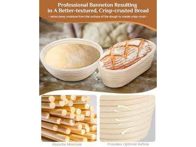 Cestas de Fermentación para Masa Madre Cesta de Pan de Ratán con Cúpula para Fermentar la Masa