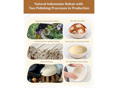 Cestas de Fermentación para Masa Madre Cesta de Pan de Ratán con Cúpula para Fermentar la Masa