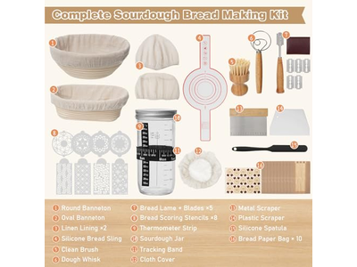 Cesta de Pan de Ratán con Tapa y Forro Herramienta de Fermentación de Masa Madre