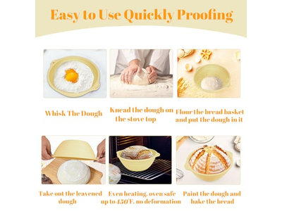 Cesta de Pan Redonda Cestas Artesanales con Forros de Fermentación para Horneado en Forma de Anillo