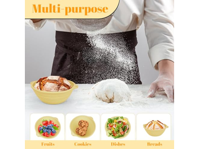 Cesta de Pan Redonda Cestas Artesanales con Forros de Fermentación para Horneado en Forma de Anillo