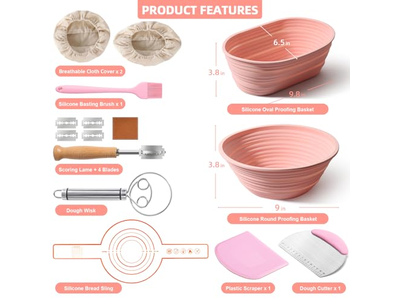 Cesta de Fermentación Redonda Ovalada Pan de Vid PP Banetón Baguette Pastel Tejido